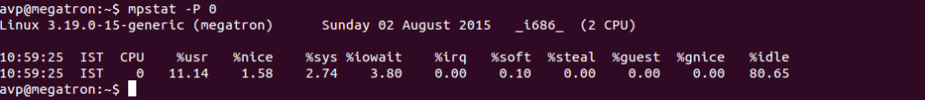 displaying per processor usage using mpstat