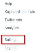 accessing Twitter settings