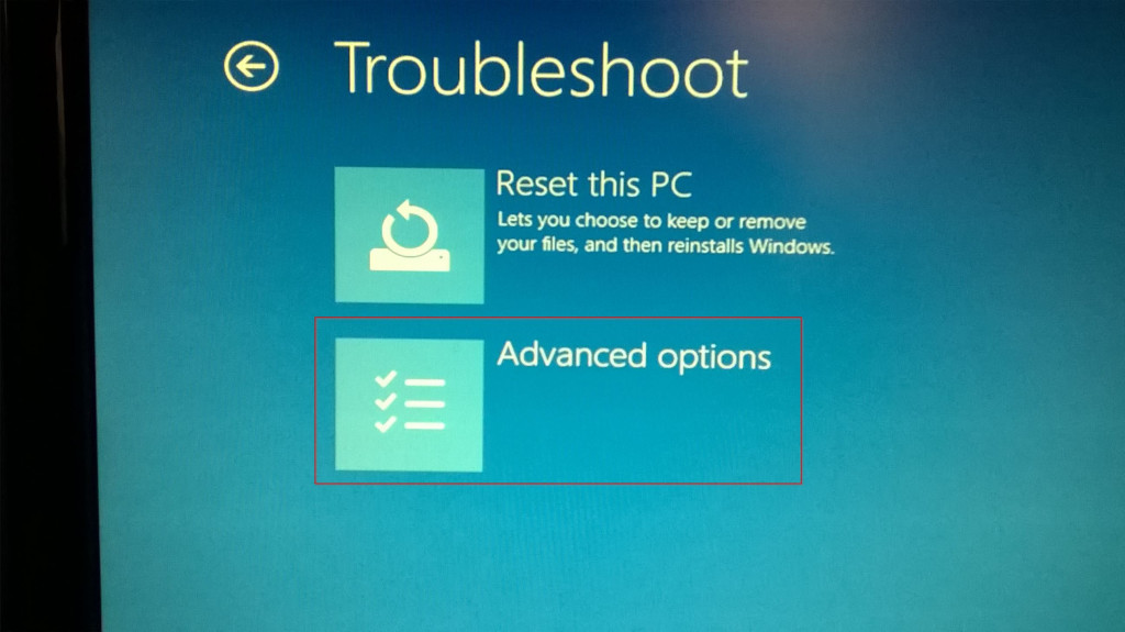 advanced recovery and troubleshooting options in windows 10