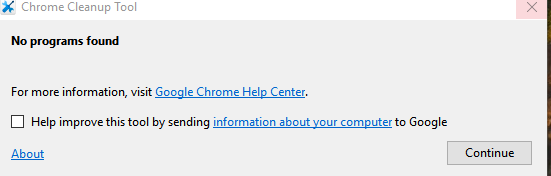 no problematic programs found during chrome cleanup tool scan