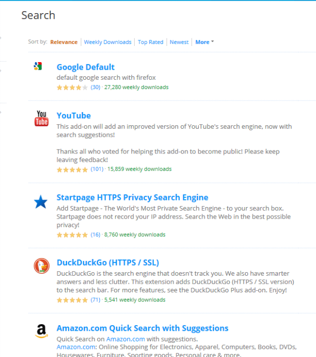 other search engines that can be added to Firefox