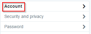 Twitter Account tab