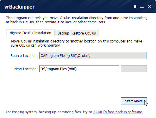 migrating oculus rift installation using vrBackupper