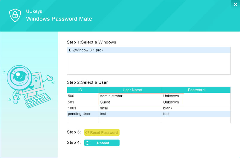 UUKeys Windows password reset