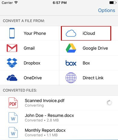 converting files from cloud storage using pdf to word converter for iOS