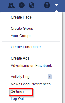 accessing Facebook settings