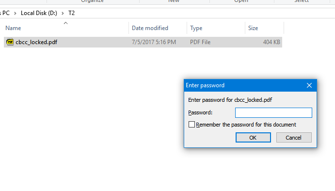 password protected PDF file