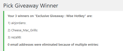 wise hotkey giveaway winners