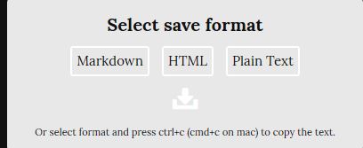 choosing the format in which text will be saved using zenpen