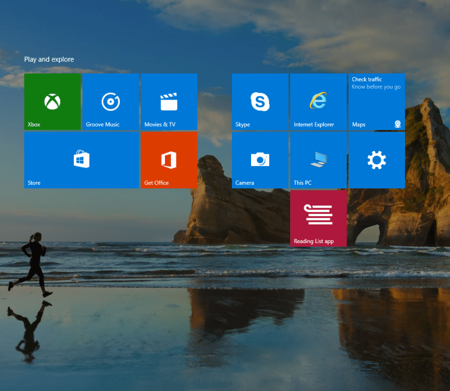 Windows 10 start menu when full screen 