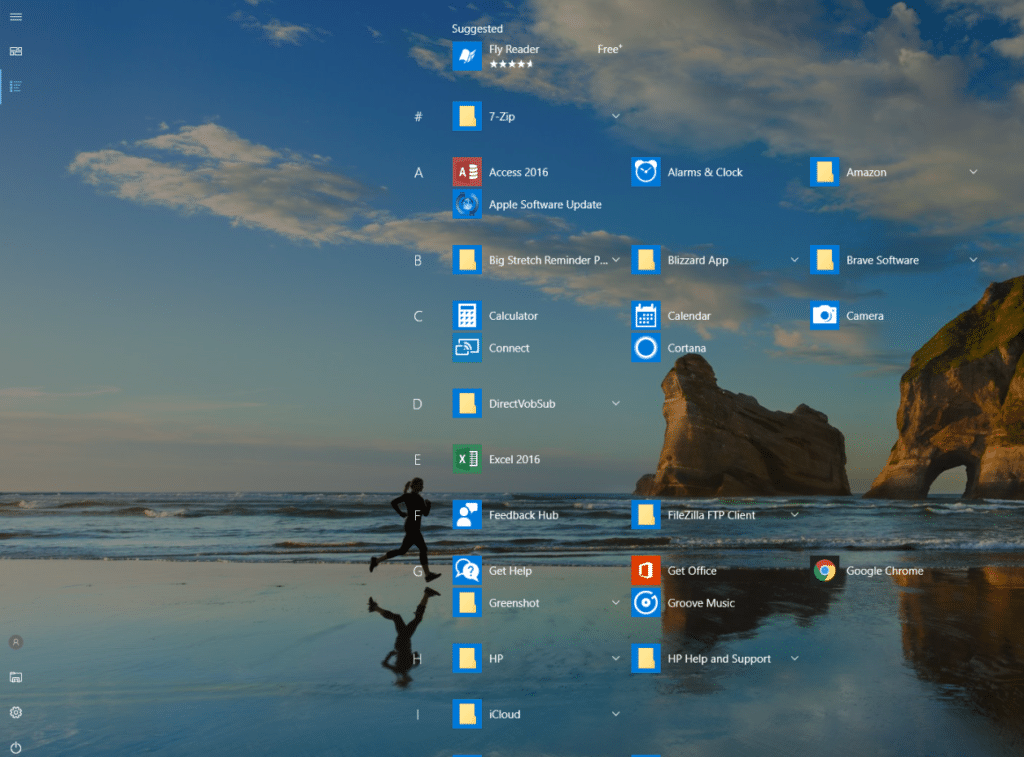 All apps are directly visible on Windows 10 desktop after Start is enabled to full screen