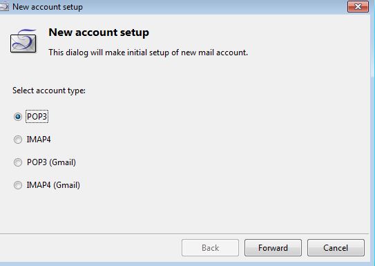 choosing email account type in Sylpheed