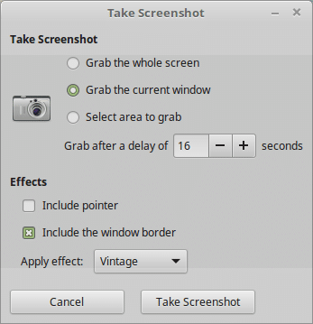 Screenshot tool in Linux Mint