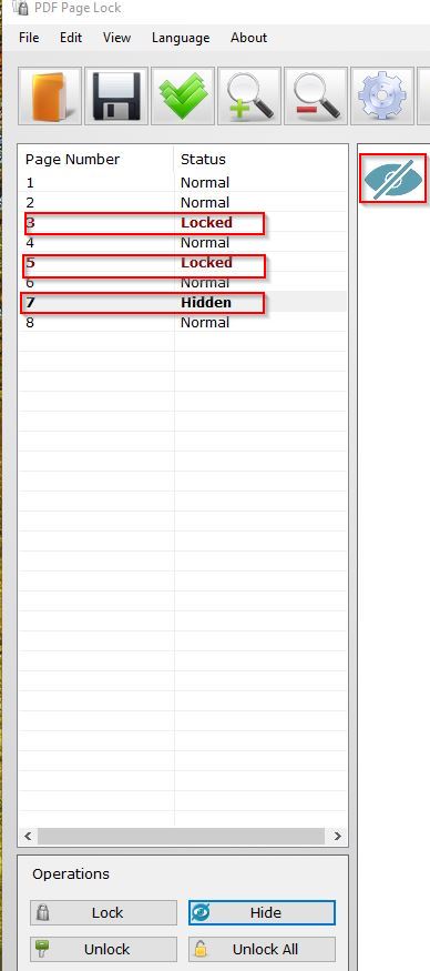 hiding pages using PDF Page Lock