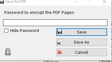 security password to save changes and for unlocking later