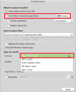 Sound Converter Preferences