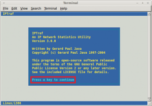 iptraf - press any key to continue