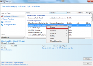 Disable unwanted add-ons in Internet Explorer 9