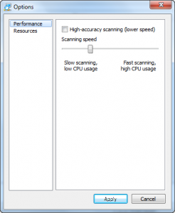 Performance settings in Advanced IP Scanner