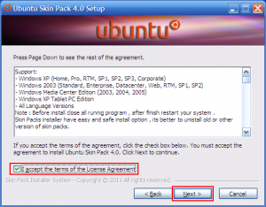 Ubuntu Skin Pack 4.0 for Windows XP SP3 setup