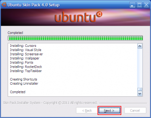 Ubuntu Skin Pack 4.0 for Windows XP SP3 setup