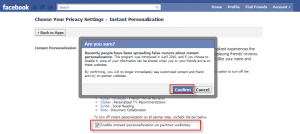 Disable instant personalization