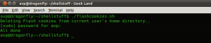 Deleting Flash cookies using shell script in Linux Mint, Ubuntu