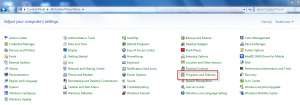 Programs and features in Windows Control Panel