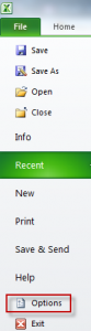 Excel 2010 options
