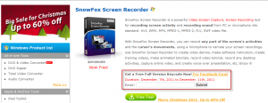 Email for full version of screen recorder