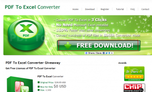 PDF To Excel Converter giveaway page