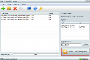Choosing PDF files for converting to Excel format